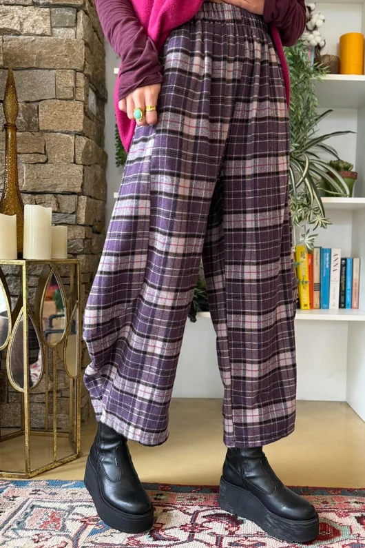 Patrick Plaid Brushed Cotton 7/8 Barrel Pant Fig